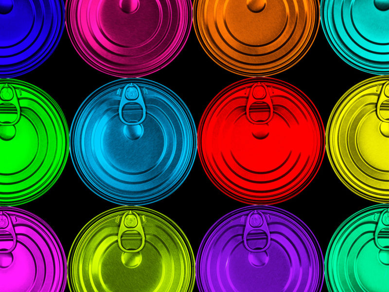 coloured aluminum cans